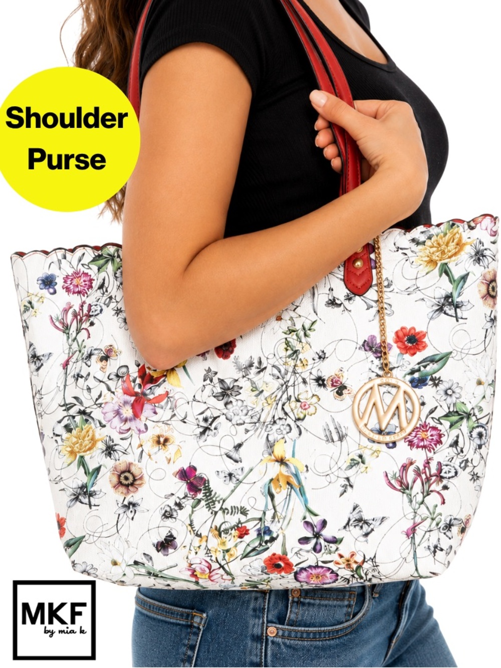 MFK Collection 🌸 REVERSIBLE Floral Tote with bonus Wristlet insert by Mia K